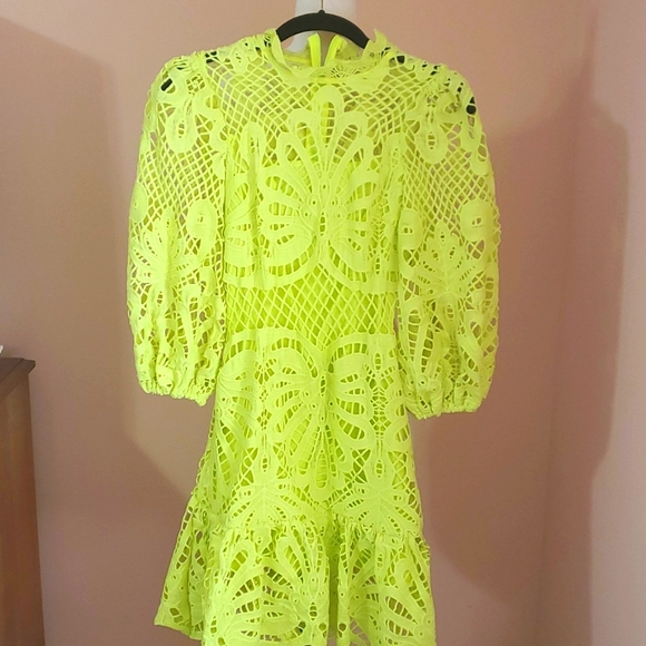 Beulah Dresses Boho Lace Puffy Elastic Bracelot Sleeve Lined